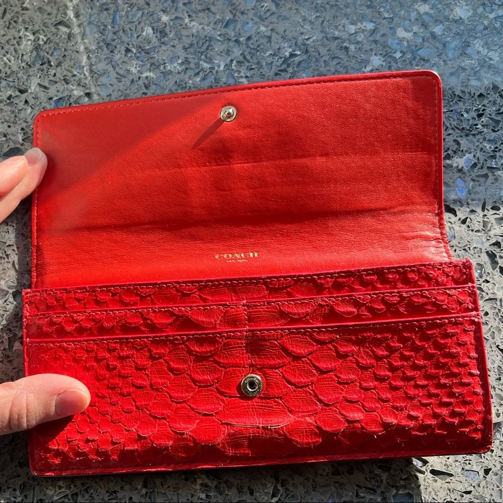 Coach Red Python Embossed Wallet - Picture 3 of 11